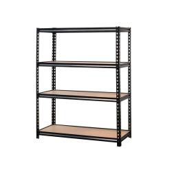 &Eacute;tag&egrave;re industrielle 4 niveaux 180x60x180 cm - Noire - Charge 60 kg/&eacute;tag&egrave;re