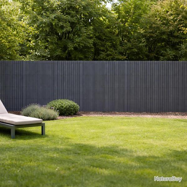 Canisse PVC occultant simple face 1,5x3m gris - Kit de fixation inclus