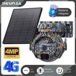 Cam&eacute;ra Chasse 4MP R&eacute;seaux 4G Camouflage Surveillance Solaire PTZ360&deg; Vision Nocturne Notice Fran&ccedil;ais