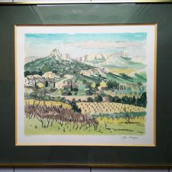 Lithographie couleur YVES BRAYER "La vall&eacute;e des chevriers aux Baux"