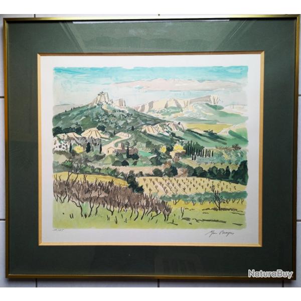 Lithographie couleur YVES BRAYER "La vall�e des chevriers aux Baux"