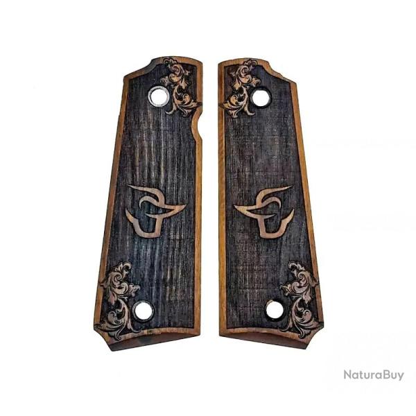 PLAQUETTES BOIS PT1911 FLOWER LOGO TAURUS