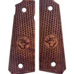 PLAQUETTES BOIS PT1911 NID D'ABEILLE LOGO TAURUS