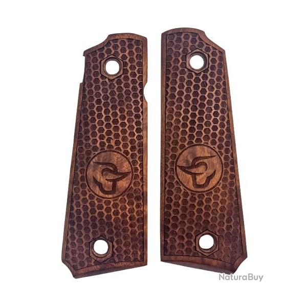 PLAQUETTES BOIS PT1911 NID D'ABEILLE LOGO TAURUS