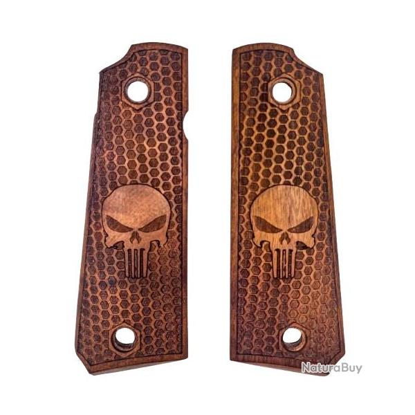 PLAQUETTES BOIS PT1911 NID D'ABEILLE PUNISHER