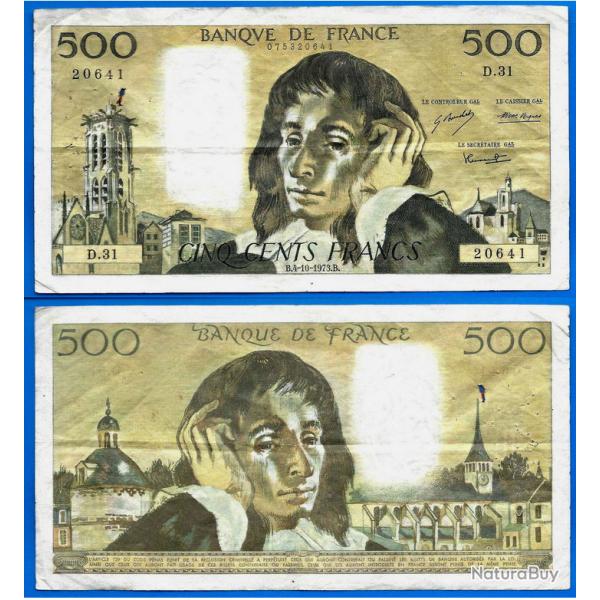 France 500 Francs 1973 Serie D Grand Billet Pascal Franc