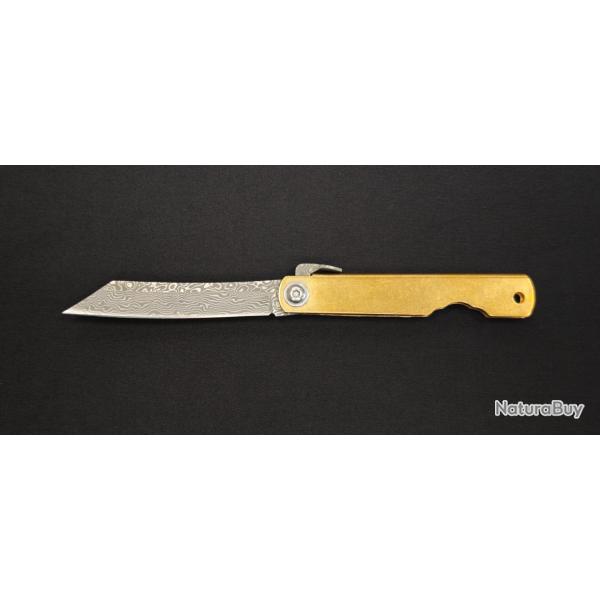 Albainox 25346 Couteau pliant - Manche laiton et lame inox 7,7 cm