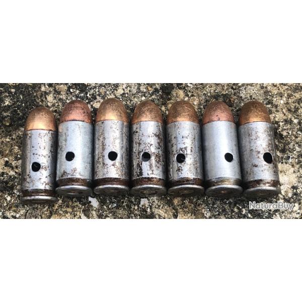 7 cartouches  45 acp 11,43 pour colt 1911a1 us ww2 dat�es 1943  neutralis�es E C S 43