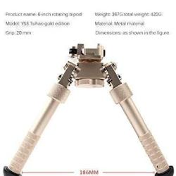 Bipied  style Atlas ( couleur gold ) pour rail picatinny de 20 &agrave; 21 mm