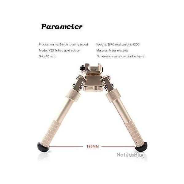 Bipied  style Atlas ( couleur gold ) pour rail picatinny de 20 � 21 mm