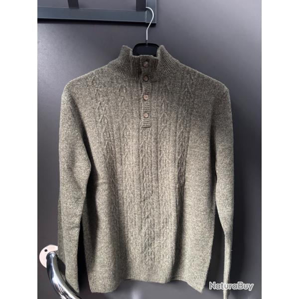 Pull LOVER GREEN en laine neuf col camionneur vert taille dispo S,L,XL dstockage chasse ench�re