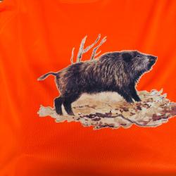 TEE-SHIRT RESPIRANT ORANGE BARTAVEL MOTIF SANGLIER TAILLE XL