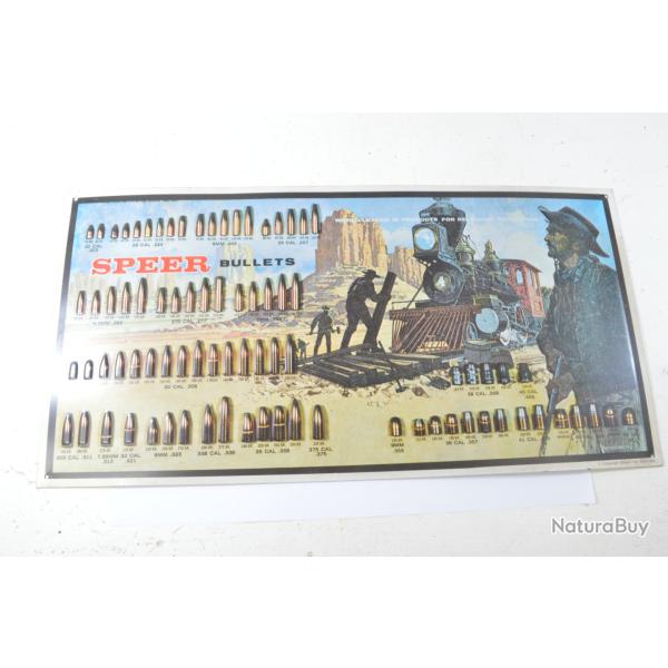 Plaque publicitaire SPEER bullets Woodson, copyright Blount Inc. SED 1992. Armurerie ogives Western