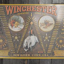 Repro plaque publicitaire US Winchester repeating arms co lincence 1991 Western cowboy country d&eacute;co