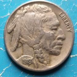 MAGNIFIQUE PIECE 5 CENTS BUFFALO TETE D'INDIEN USA 1918 TRES RECHERCHEE