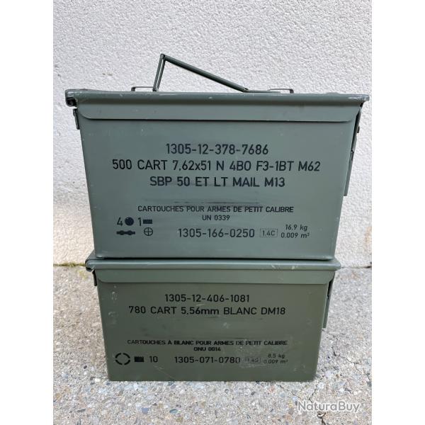 Lot de 2 caisses � munitions vides vertes