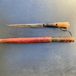 ANCIEN LONG COUTEAU BOU SAADI DU MAGHREB, PREMIERE PARTIE DU XX&deg;, AFRIQUE ALGERIE + 1 second