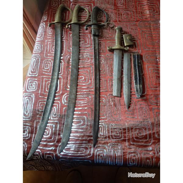 Lot de sabres briquets et glaive pour pi�ces