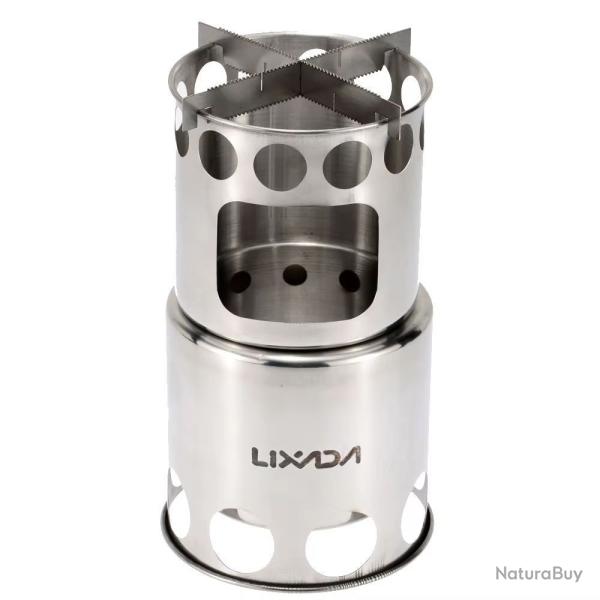 R�chaud Bois Compact Lixada Acier Inox Taille M Trekking Camping Chauffe Rapide
