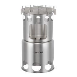 R&eacute;chaud Bois Compact Lixada Acier Inox Taille L Trekking Camping Chauffe Rapide