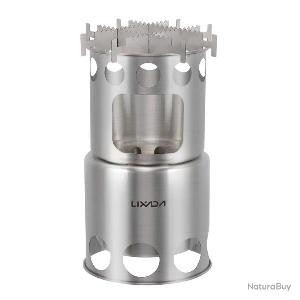 R�chaud Bois Compact Lixada Acier Inox Taille L Trekking Camping Chauffe Rapide