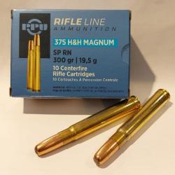 PPU Cartouches Calibre 375 H&H Mag SP RN 300grs - Boite de 10 unit&eacute;s