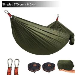 Hamac Nylon 210T Ultra L&eacute;ger Sangles Mousquetons Outdoor Voyage Vert Arm&eacute;e