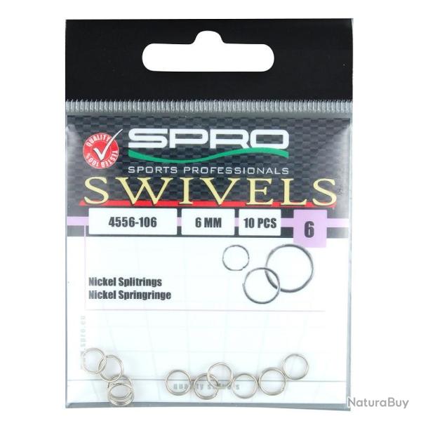 Spro 10 anneaux Nickel splitring 6mm 7kg