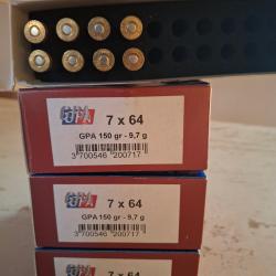 Sologne Cal. 7 x 64 type GPA lot de 68 balles