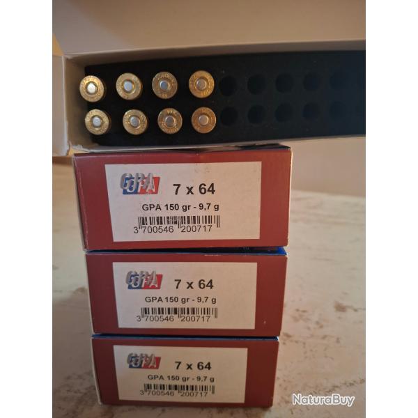 Sologne Cal. 7 x 64 type GPA lot de 68 balles