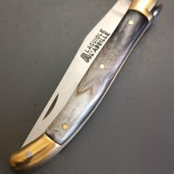 ANCIEN COUTEAU LAGUIOLE L'ABEILLE, THERIAS, THIERS, manche CORNE, guilloch&eacute;