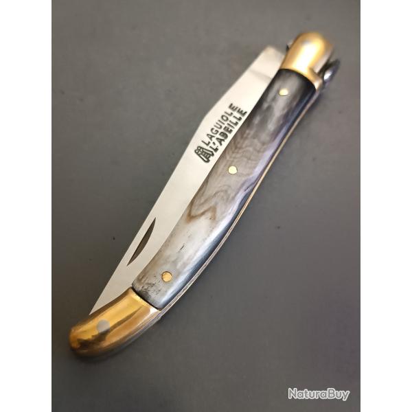 ANCIEN COUTEAU LAGUIOLE L'ABEILLE, THERIAS, THIERS, manche CORNE, guilloch�