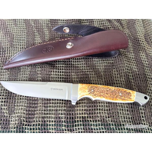 COUTEAU BOKER SOLINGEN VOLLINTEGRAL 2.0 XL BOIS DE CERF EXCEPTIONNEL