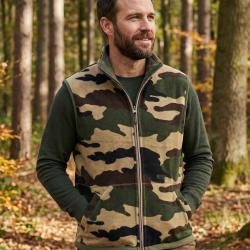 Gilet Sans Manches Polaire R&eacute;versible Kaki Camouflage Homme MAYFLOWER