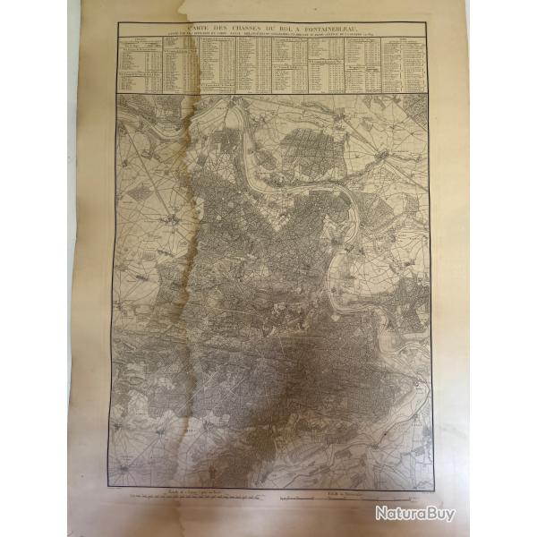 Carte des chasses du roi � Fontainebleau 105x75 cm