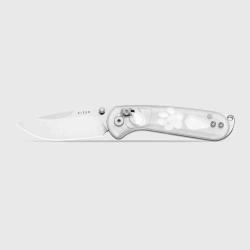 Couteau Kizer Vanguard Buddy II Lame Drop Point Acier AEB-L Satin Manche Acrylique Blanc KIV3790A2