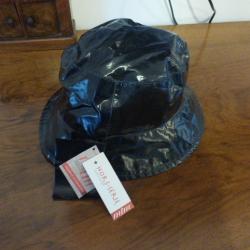 Bob / chapeau de pluie unisexe noir (haut de gamme, neuf, qualit&eacute; chapellerie) T 59 (L)