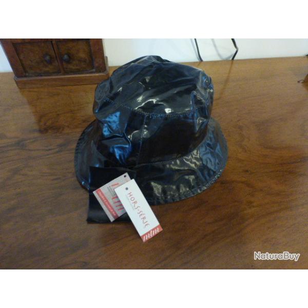 Bob / chapeau de pluie unisexe noir (haut de gamme, neuf, qualit� chapellerie) T 59 (L)