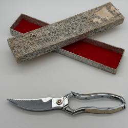 S&eacute;cateur Ciseaux Volaille Ancien Forge Nogent Collection Manche Corne Chrome CC coupe Os