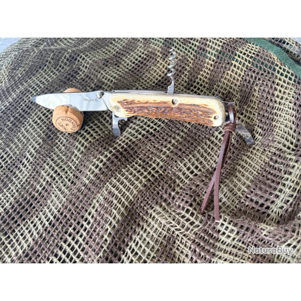 COUTEAU RUIKE BOIS DE CERF MULTIFONCTIONS LD21B