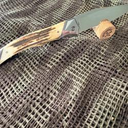 GRAND COUTEAU PLIANT LAGUIOLE BOIS DE CERF RW34