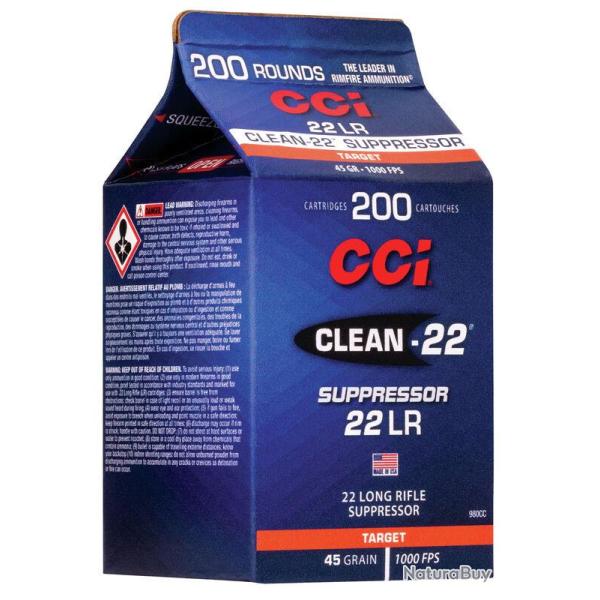 MUNITION CCI 22LR CLEAN SUPRESSOR 45 GRAINS X200
