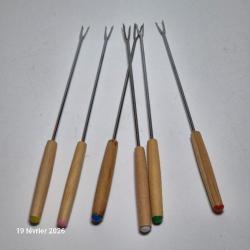 Lot de 6 longues fourchettes &agrave; fondue, acier Inoxydable,