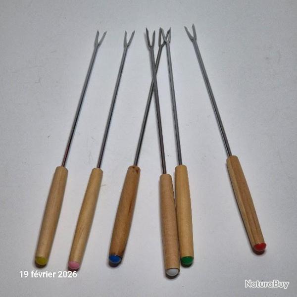 Lot de 6 longues fourchettes � fondue, acier Inoxydable,