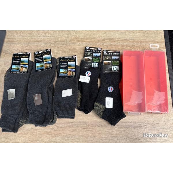 lot de 3 chaussettes + 2 chaussons + 2 boites offerte aux ench�res d�stockage chasse ench�re 20