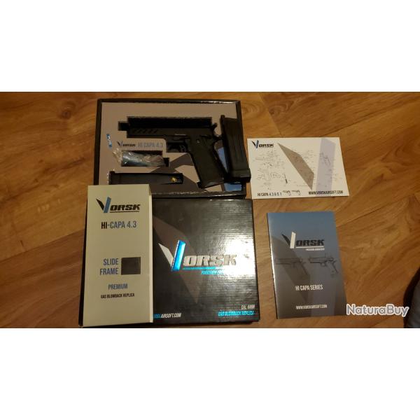 Vorsk Hi-Capa 4.3 PA GBB noir (Haut de gamme) airsoft TBE (Fabriqu� par nuprol) (2chargeurs)