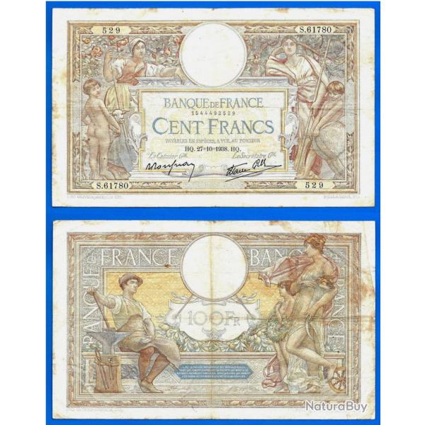 France 100 Francs 1938 Merson Grand Billet Franc Frs Frc Frcs