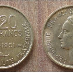 France 20 Francs 1951 Coq Rooster Frcs Frc Frs Piece
