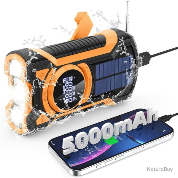 RADIO D'URGENCE FM/BLUETOOTH AVEC LED ET BATTERIE EXTERNE SOLAIRE