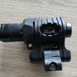 Lampe de poche tactique militaire UltraFire + support rail Picatinny + batterie rechargeable